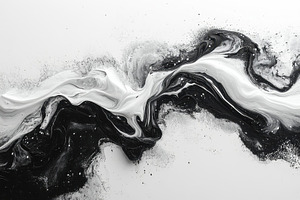 Abstract black and white swirls crea, a Photo by Tanuart