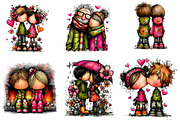 watercolor-valentine couple clipart, an Illustration by CreationArt (Thumbnail 2 of 5)