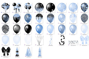 Blue And Black Balloons Clipart