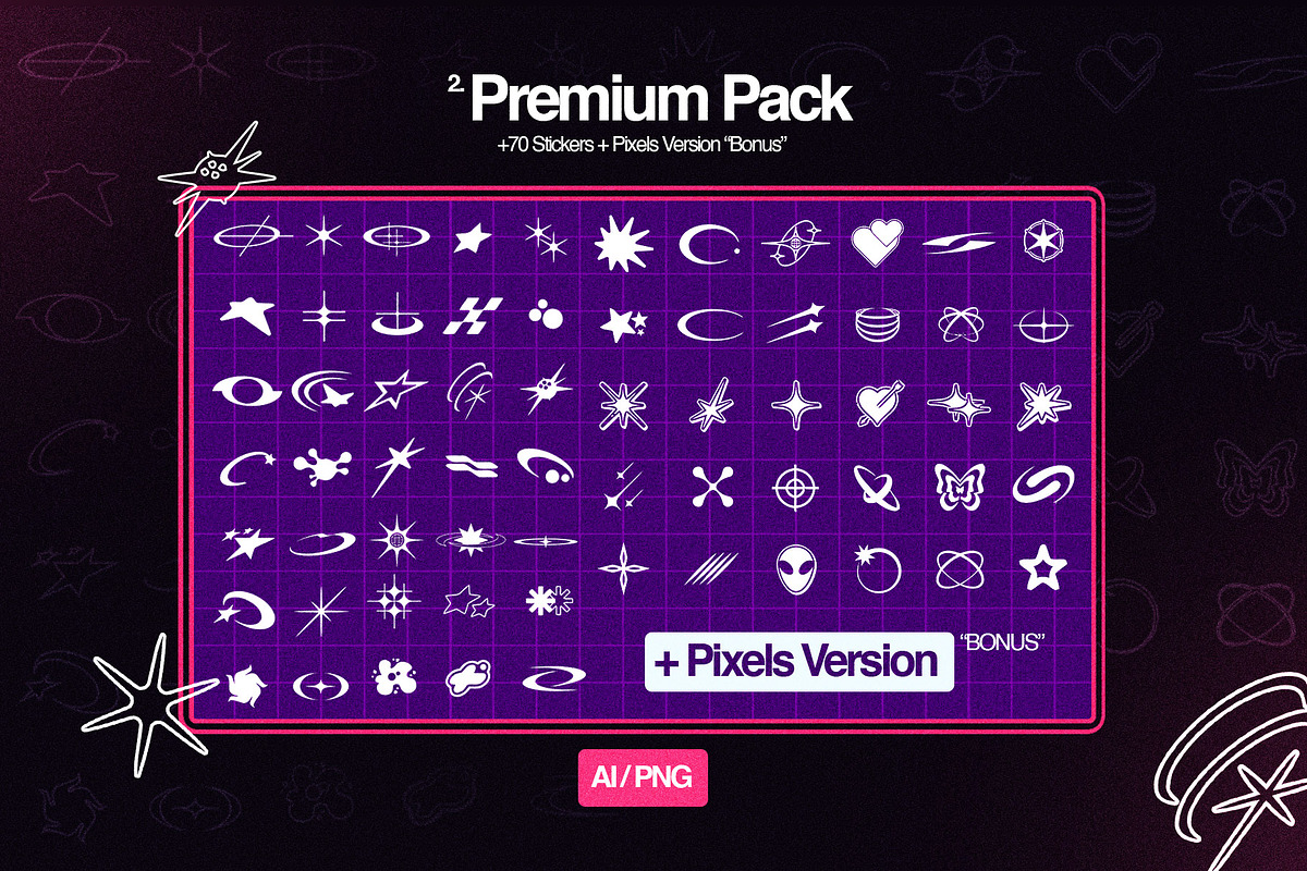 +90 Y2k Stickers + Pixels Version, a Graphic by Züli ® (Photo 2 of 3)
