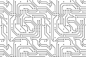 Microchip Seamless Pattern On White