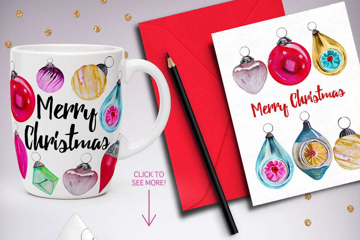 Vintage Christmas Ornaments 2 pack, an Illustration by Dana Designs (Photo 2 of 4)