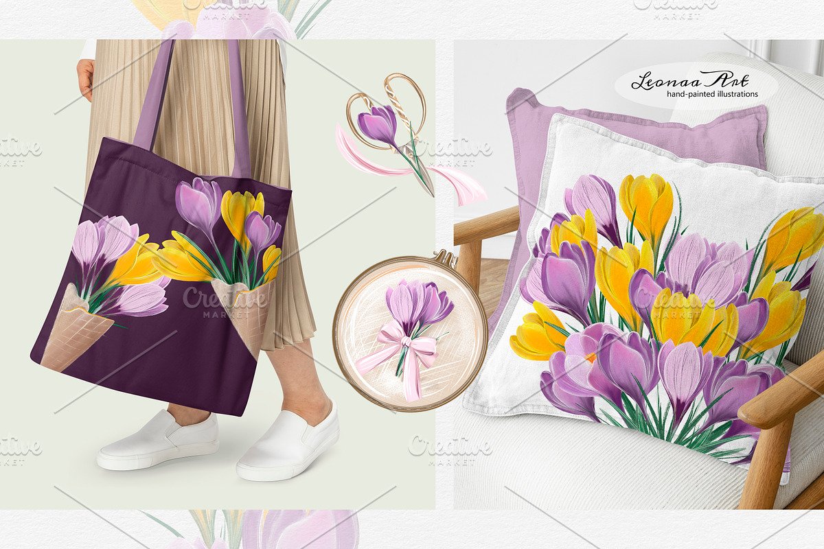 Crocuses Spring Clipart, a Seasonal Illustration by Leonaa art (Photo 8 of 11)