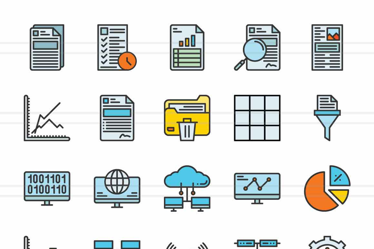 Data Sharing Filled Line Icons, an Icon by IconBunny (Photo 2 of 2)