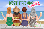 Best friends clipart. Summer besties, a Person Illustration by RivusArt (Thumbnail 7 of 11)