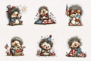 Whimsical Patriotic Hedgehog Clipart, an Animal Illustration by CreationArt (Thumbnail 4 of 7)