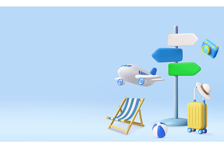 3D Vacation Travel Icons with