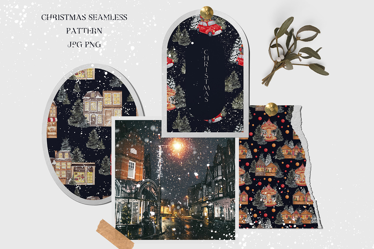 Watercolor Christmas pattern., a Pattern Graphic by ma_i_vi (Photo 5 of 8)