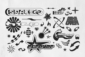 Y2K 240 Shapes Badges Graphic Styles