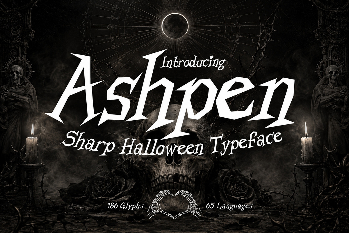 Ashpen - Sharp Halloween Serif, a Serif Font by HipFonts (Photo 1 of 8)