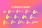 14 procreate riso lettering brushes, a Brush Add-On by laura.design (Thumbnail 2 of 8)