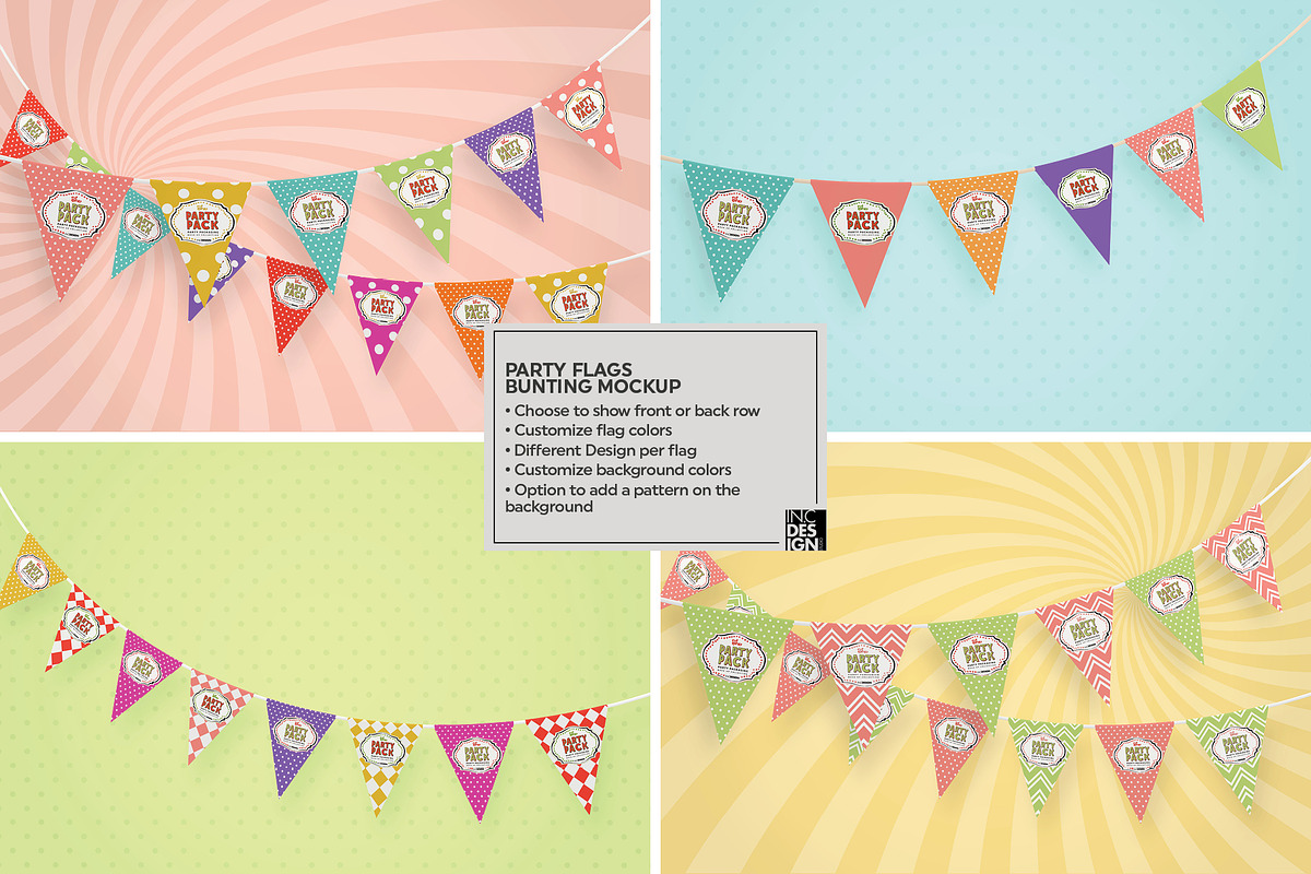 Party Flags / Bunting Mockup, a Product Mockup by INCDesign (Photo 2 of 7)