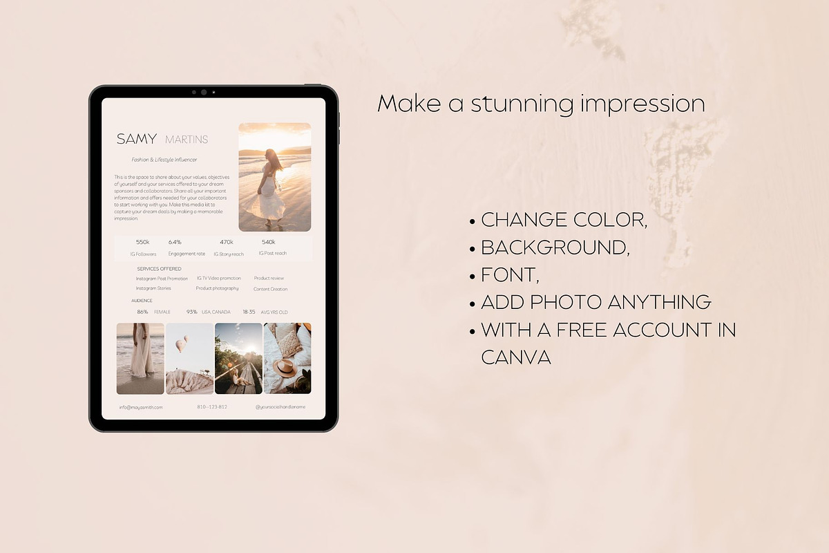 Canva Media Kit Influencer Template, a Presentation Template by Deepa Template Studio (Photo 3 of 4)
