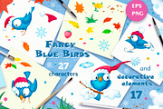 Fancy Blue Birds Big set. Characters, a Food Illustration by Maycat_store (Thumbnail 4 of 6)