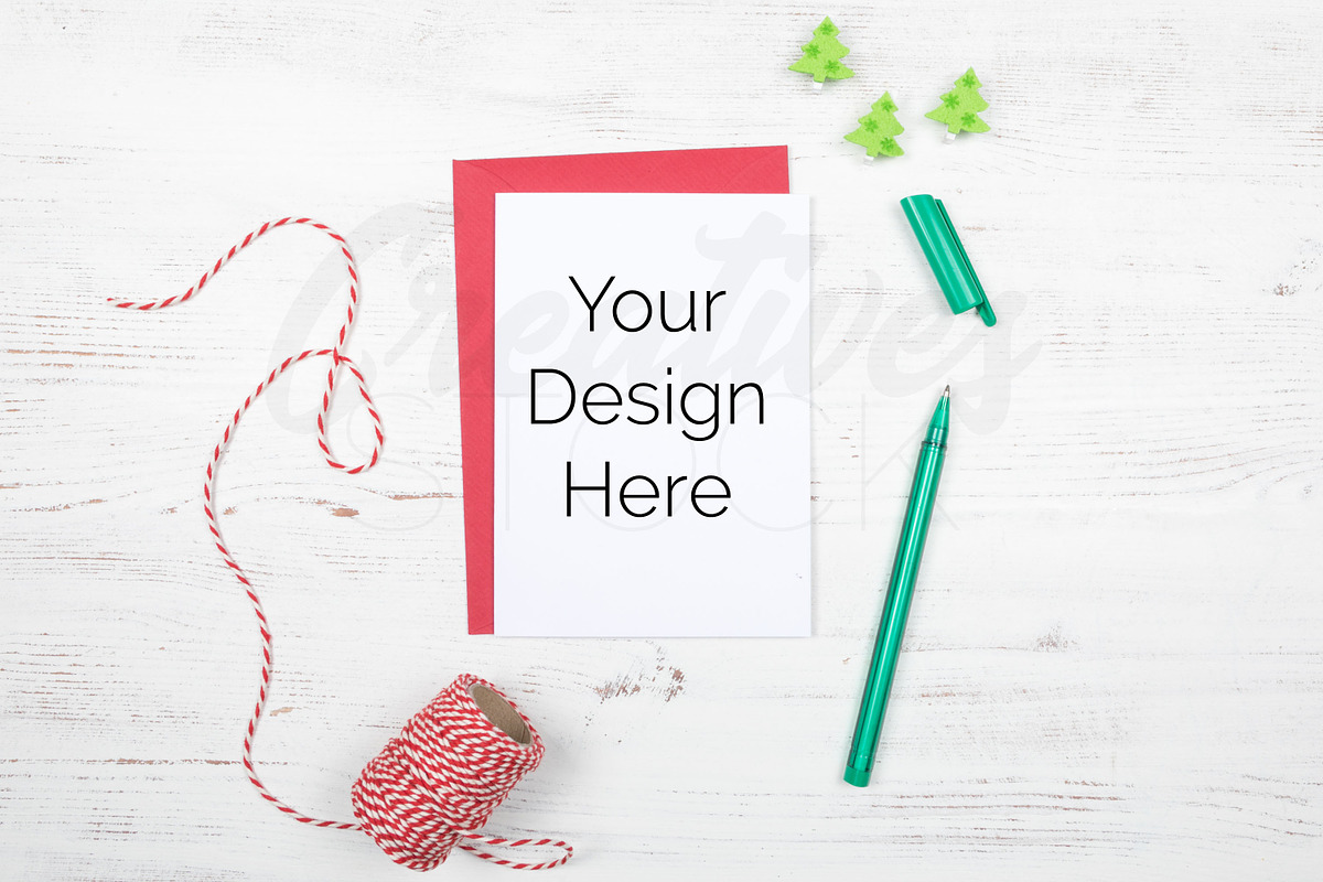 A6 Christmas Card Mockup, a Print Template by Creatives STOCK