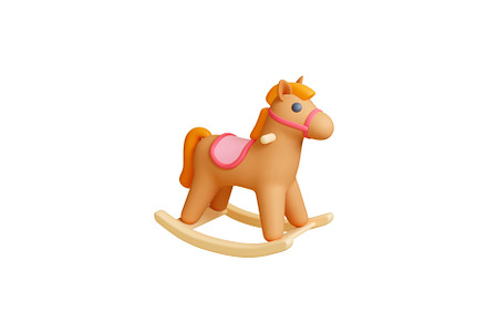 Wooden rocking horse 3d icon