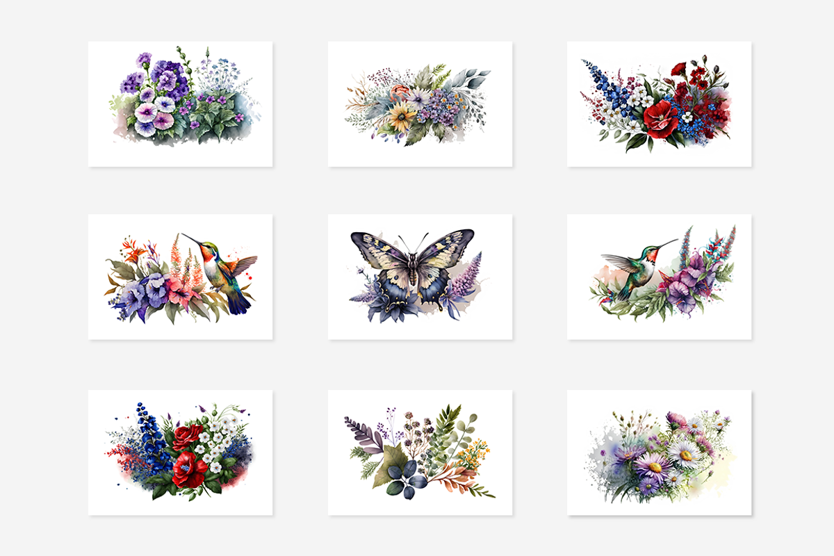 Summer Floral Watercolor Collection, a Seasonal Illustration by artsy-fartsy (Photo 6 of 7)