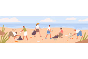 People cleaning sea beach from trash, a Person Illustration by Good Studio (Thumbnail 1 of 3)
