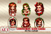 Kids Adorable Chibi clipart,Girls, a Person Illustration by CraftArtStory (Thumbnail 6 of 7)