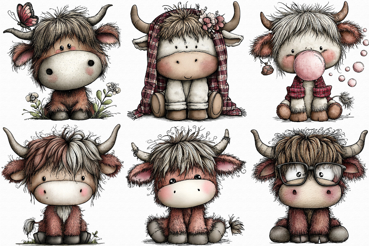 Quirky Highland Cow PNG, an Illustration by Libby Wishes (Photo 3 of 8)