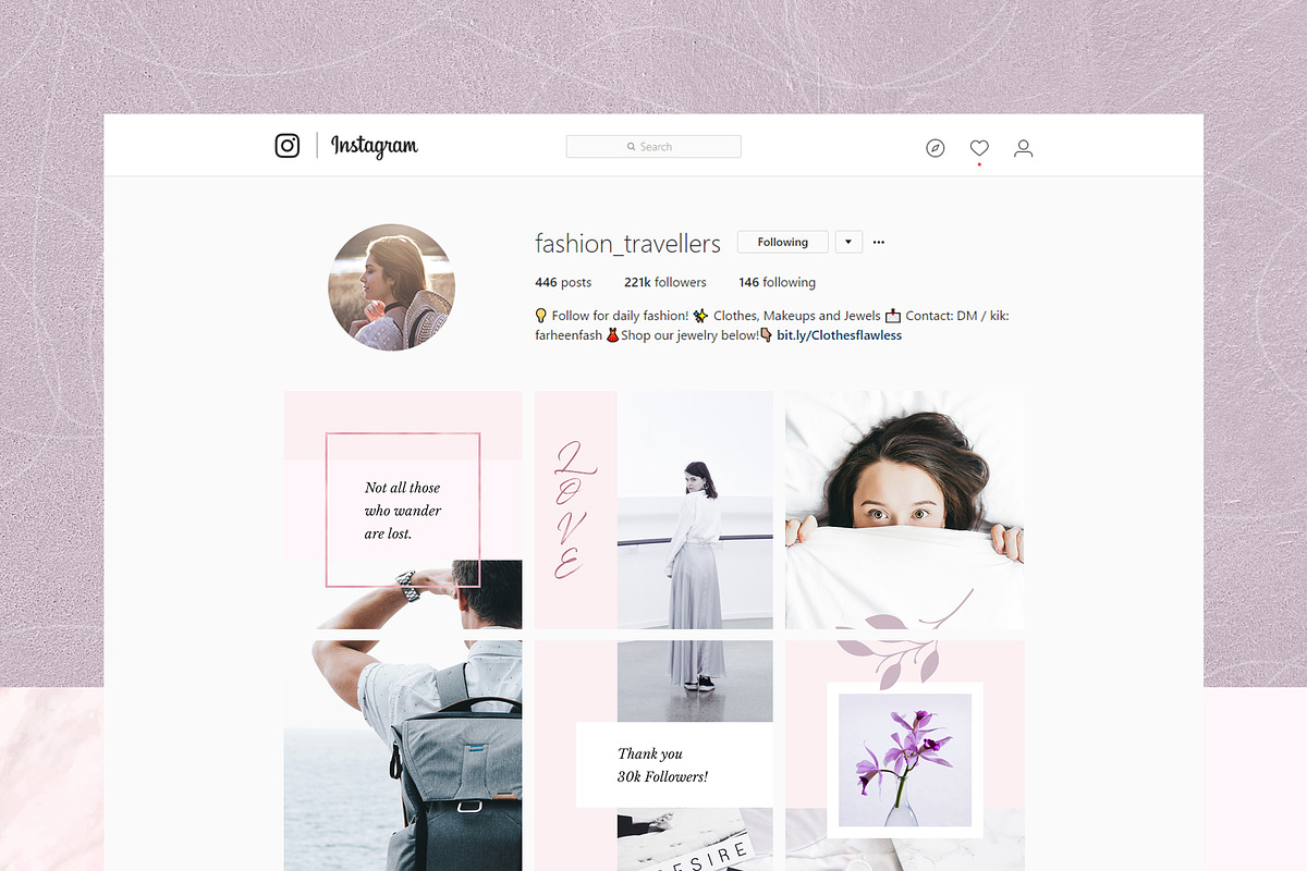 Rosegold Instagram Puzzle, a Social Media Template by Crevo Studio (Photo 4 of 8)