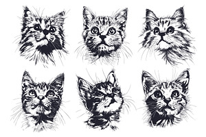 Cats heads sketches set. Cat head, an Animal Illustration by Stock-Smart-Start