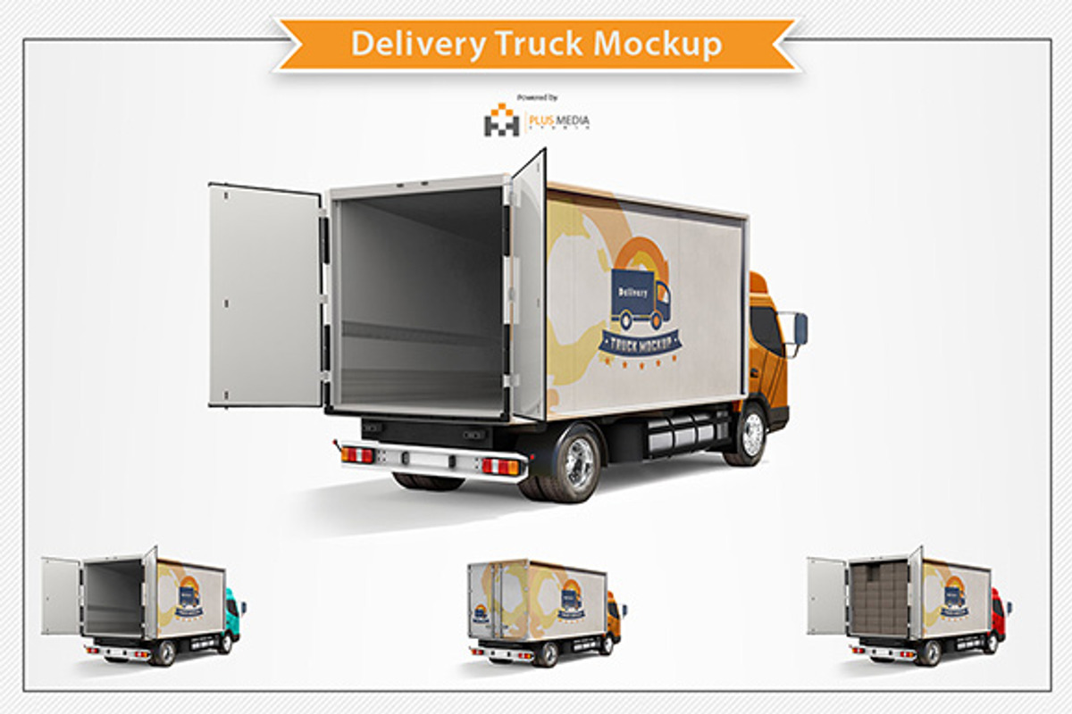 Delivery Truck Mockup PSD Pack, an Advertising Mockup by Plus Media (Photo 2 of 5)