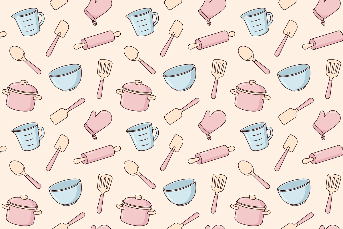 Utensils, cooking accessories patter, an Illustration by Cmeree (Photo 2 of 3)