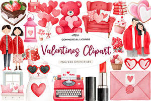 watercolor valentines day clipart, an Illustration by CreationArt