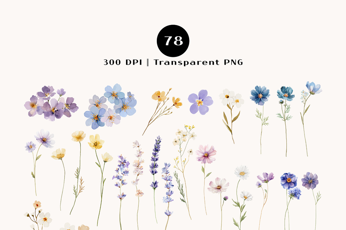 Blue & Purple Wildflowers and Fairie, a Decorative Illustration by OKArtHub (Photo 3 of 12)