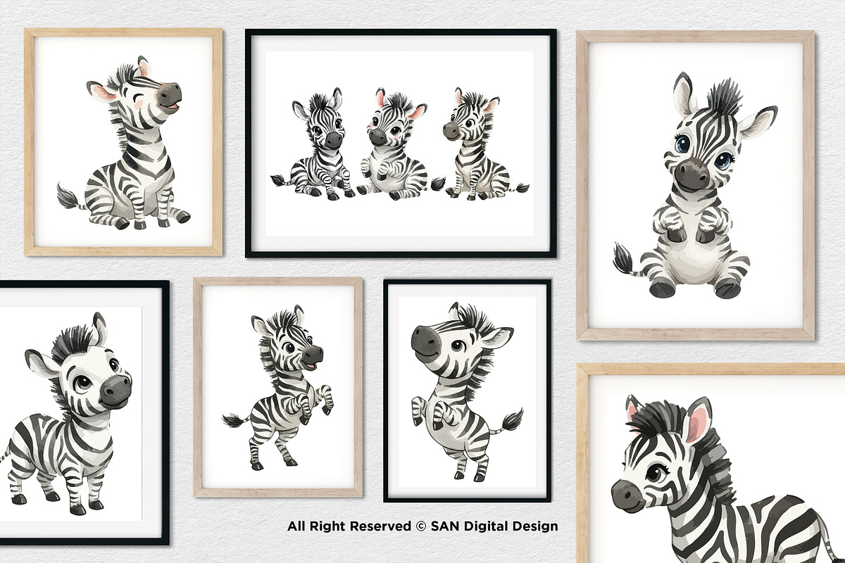 15 Bundle Watercolor Cute Zebra Wild, an Animal Illustration by Morspective (Photo 4 of 8)