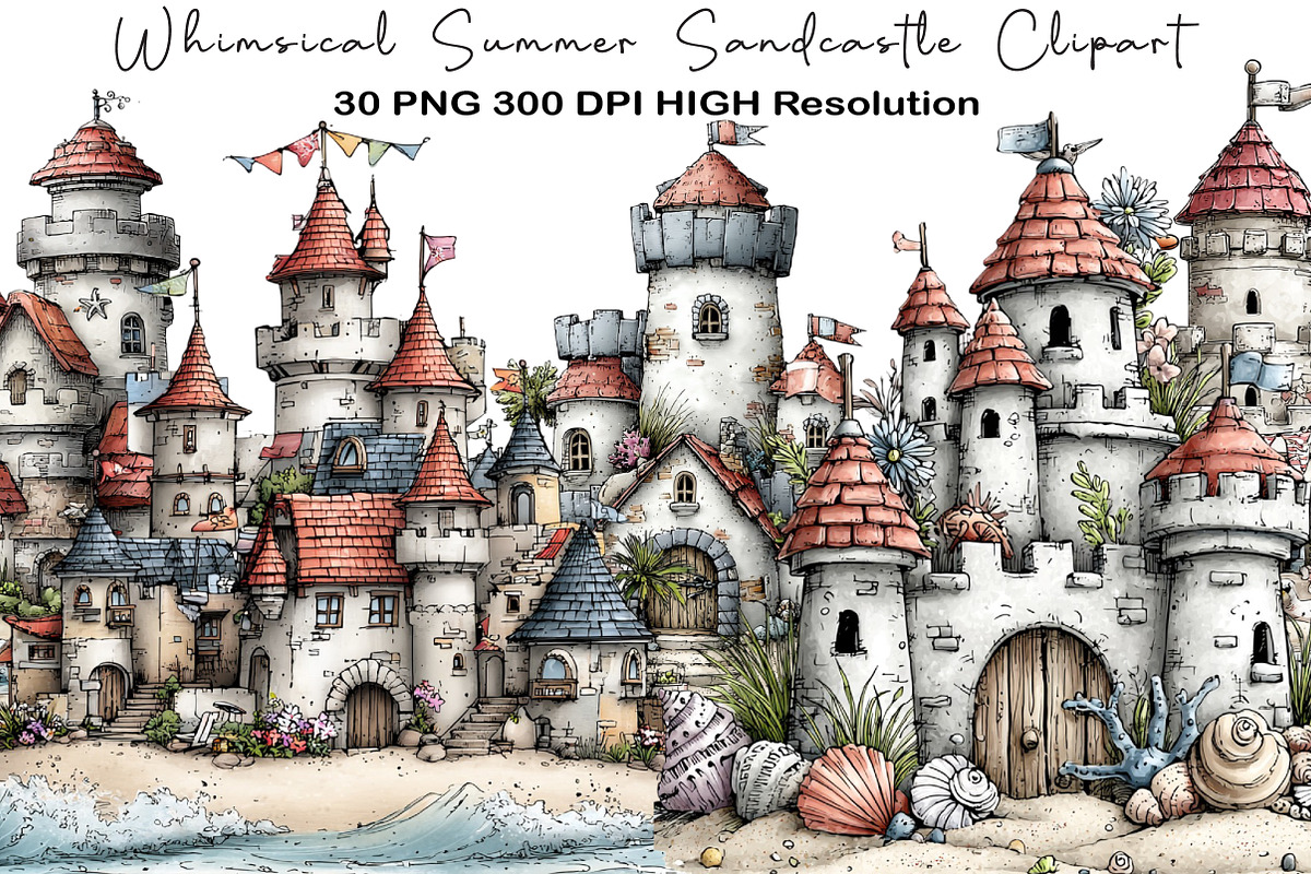 Whimsical Summer Sandcastle Clipart, an Illustration by Black Bird Studio (Photo 1 of 5)