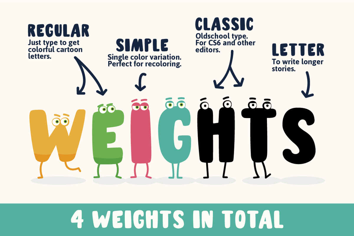 Charm - illustrated letter font preview 4