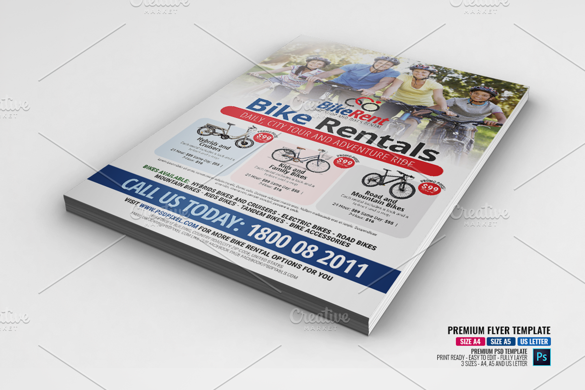 Bike Rentals Flyer, a Flyer Template by PSDPixel (Photo 2 of 5)