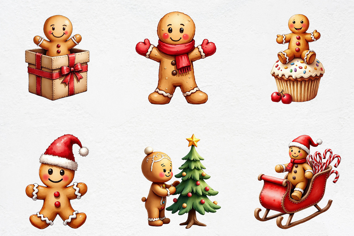 Cute Christmas Gingerbread Man Clipa, an Illustration by CrexoraLab (Photo 2 of 5)