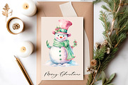 Pastel snowman watercolour clipart, a Decorative Illustration by Hello My Print (Thumbnail 7 of 10)