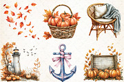 Watercolor Coastal Autumn Clipart, an Illustration by Libby Wishes (Thumbnail 2 of 9)
