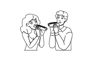 fast eating hot dog vector, a Person Illustration by pikepicture