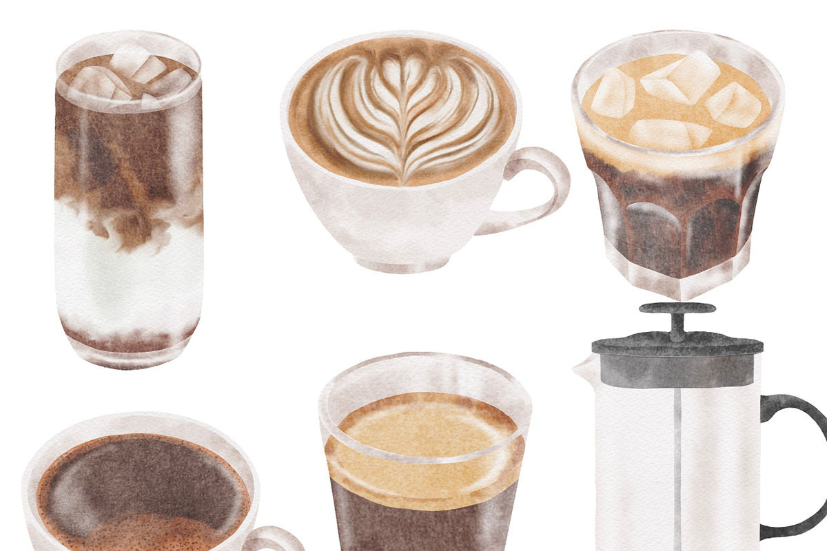 Watercolor Coffee, Chocolate & Juice, a Food Illustration by ArtbyHien (Photo 3 of 8)