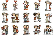 Whimsical Valentine Couple Clipart, an Illustration by Designking (Thumbnail 3 of 5)