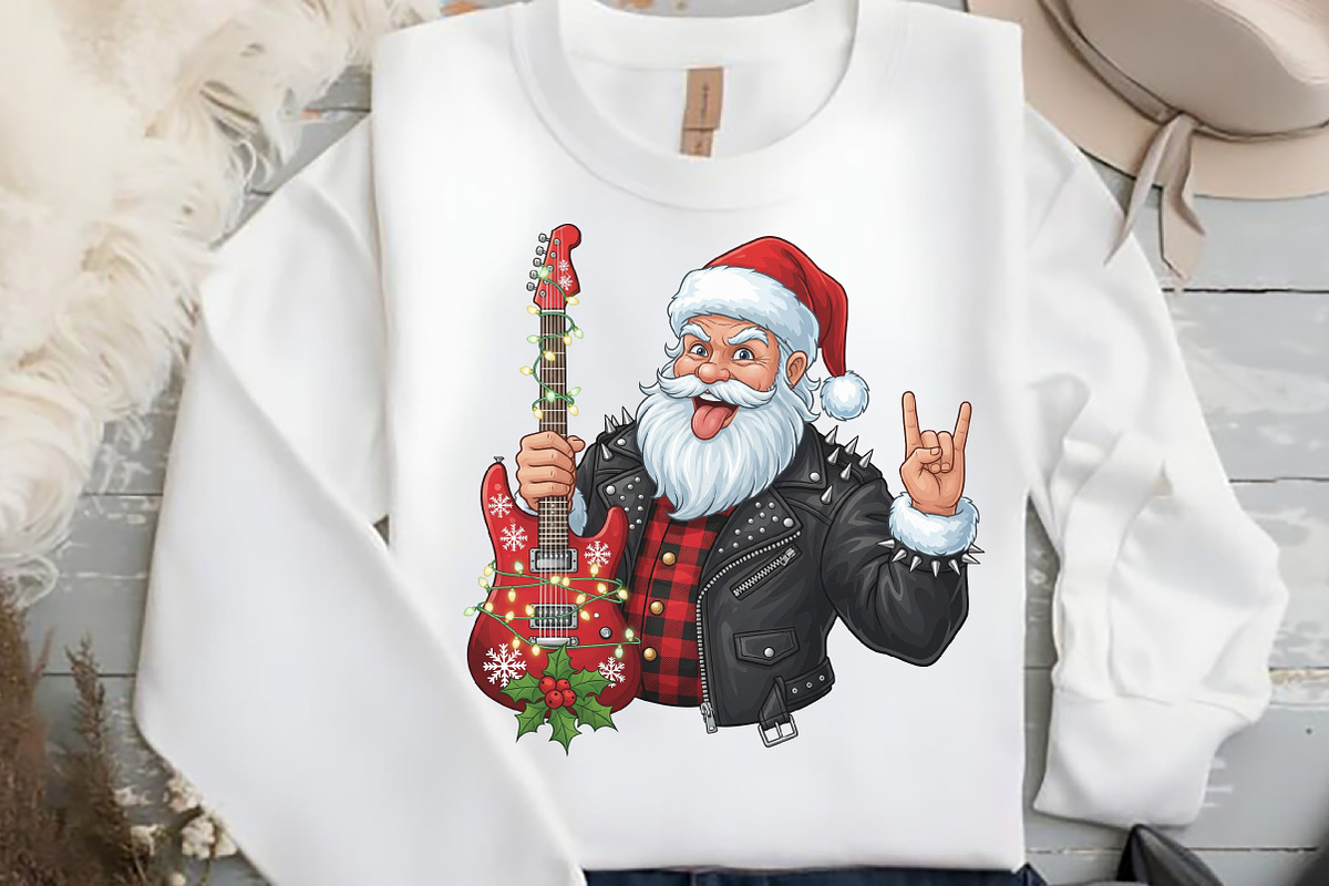 Vintage Rock & Roll Christmas Santa, an Illustration by Black Bird Studio (Photo 2 of 4)