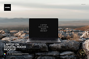 Laptop on Coastal Rocks Mockup, a Mac Mockup by creatsy5 (Thumbnail 1 of 4)
