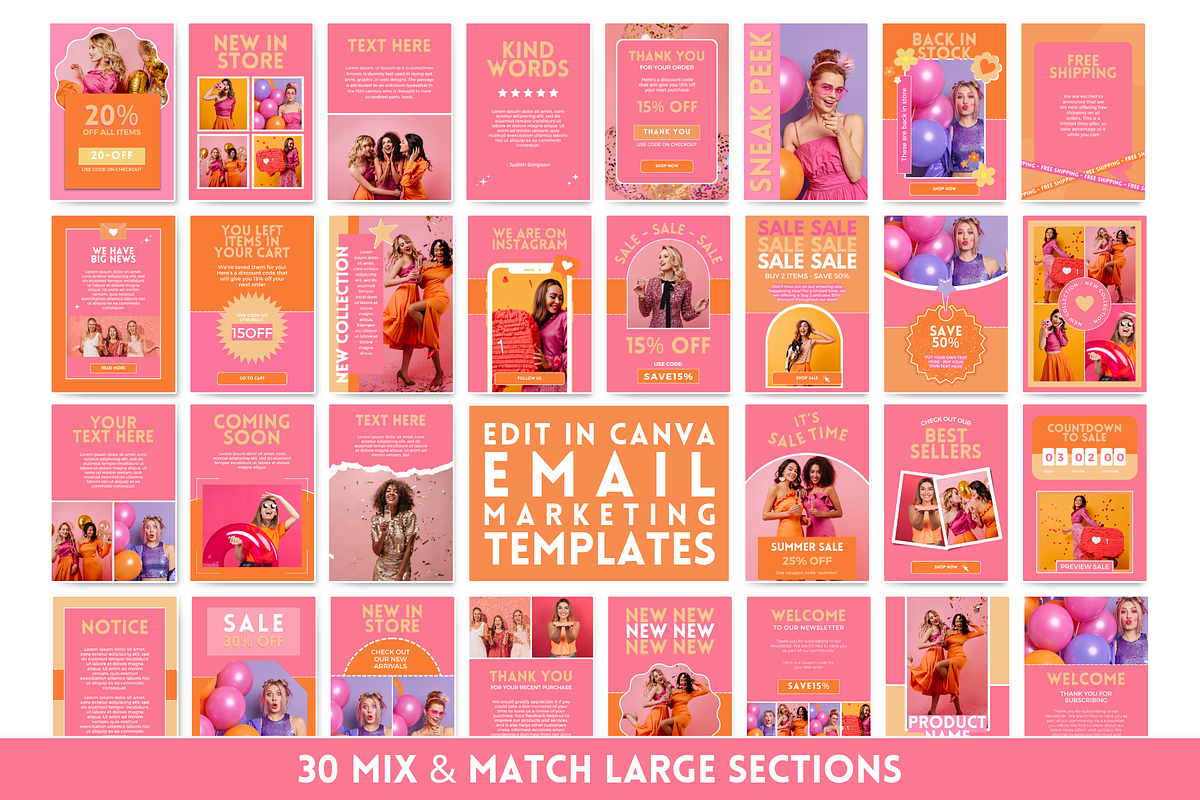 Orange Pink Email Templates, an Email Template by SunshineStudioBoutique (Photo 5 of 10)