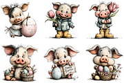 Whimsical Easter Pig Clipart Bundle, an Illustration by Sublimation Artist (Thumbnail 6 of 7)