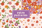 Retro Floral Patterns Collection, a Pattern Graphic by Viaireshop (Thumbnail 1 of 5)