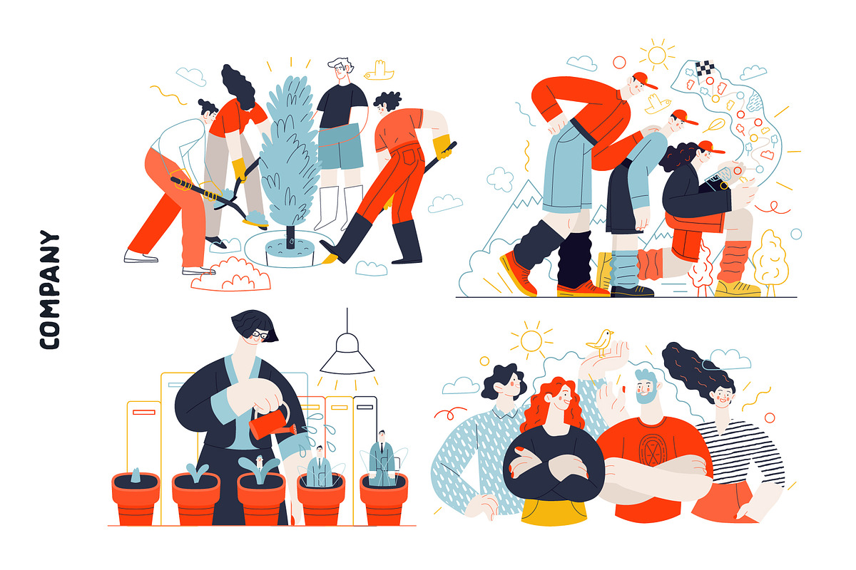 Company, flat web illustrations, a Templates & Theme by Grivina's shop (Photo 13 of 27)