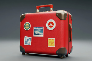 Stickered vintage suitcase, a Photo by Beautiful things