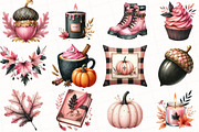 Pink and Black Autumn Clipart, an Illustration by OK Design (Thumbnail 2 of 5)