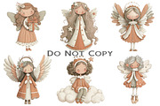 Whimsical Christmas Angel Clipart, an Illustration by Craft Nest (Thumbnail 3 of 9)