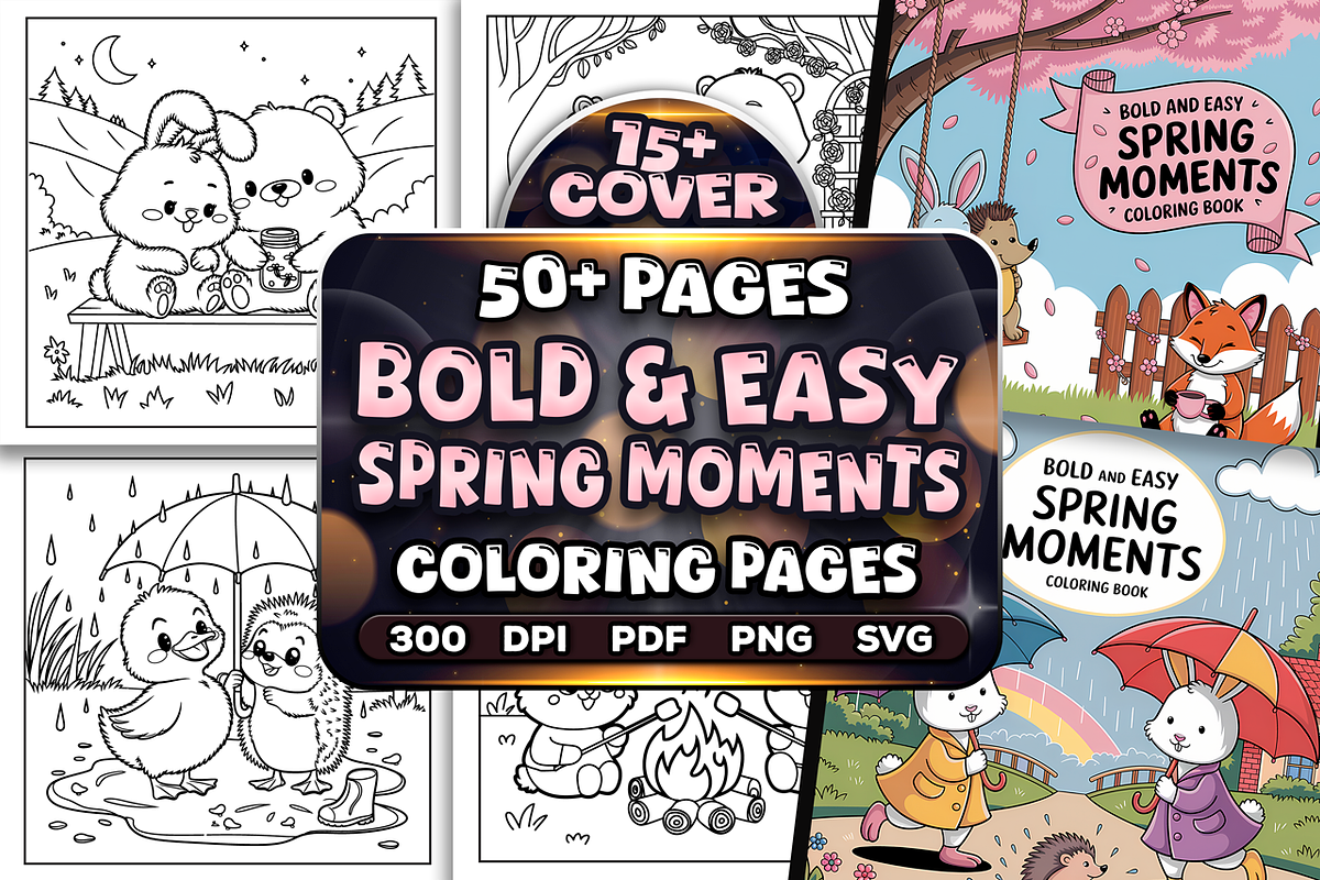 Bold Easy Spring Moments Coloring, a Seasonal Illustration by Craftsbeefy (Photo 1 of 4)